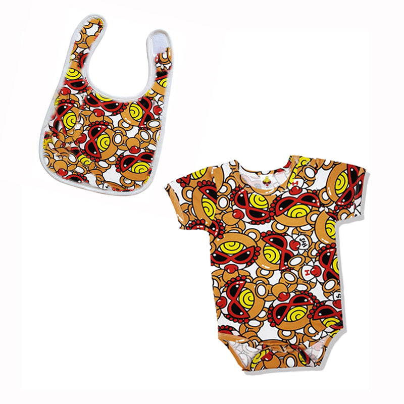 Ladyshome スタイ1枚&ロンパース セット 3色展開 (60cm-90cm) 04104