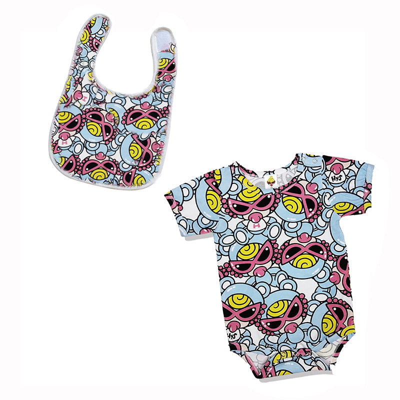 Ladyshome スタイ1枚&ロンパース セット 3色展開 (60cm-90cm) 04104